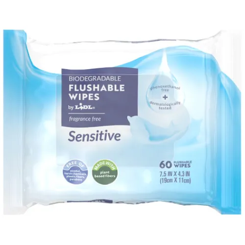 Biodegradable Flushable Wipes, Sensitive^Lidl New
