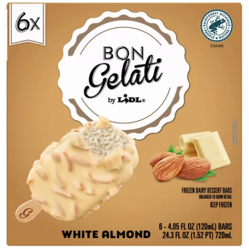 Bon Gelati Frozen Dairy Dessert Bars, White Almond^Lidl Hot