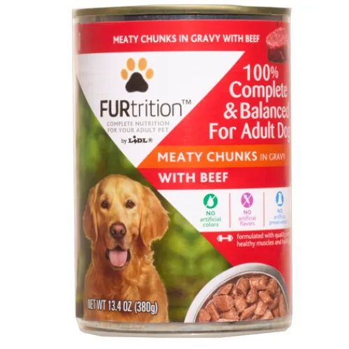 FURtrition™ Wet Dog Food, Meaty Chunks In Gravy With Beef^Lidl Discount