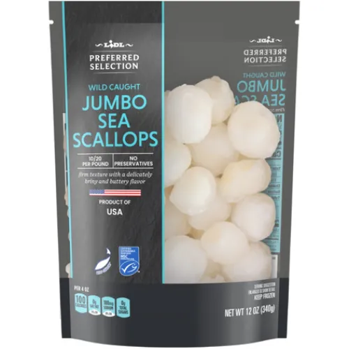 Preferred Selection Frozen Jumbo Wild Caught Sea Scallops^Lidl Clearance