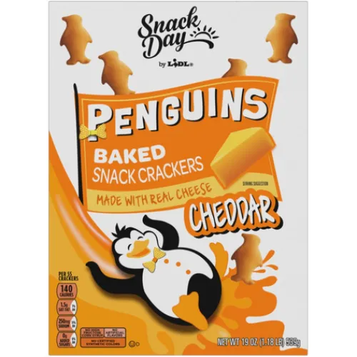 Snack Day Penguin Cheddar Crackers^Lidl