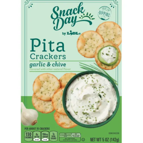Snack Day Pita Crackers, Garlic & Chive^Lidl Hot