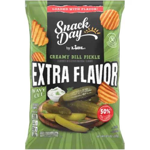 Snack Day Wavy Potato Chips, Extra Flavor Creamy Dill Pickle^Lidl Hot