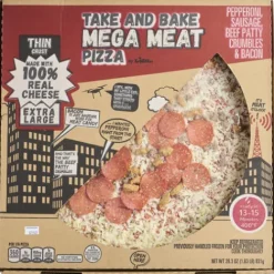 Take And Bake 16 In. Thin Crust Mega Meat Pizza^Lidl Hot