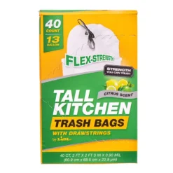Tall Kitchen Trash Bags With Drawstrings, Citrus Scent^Lidl Best